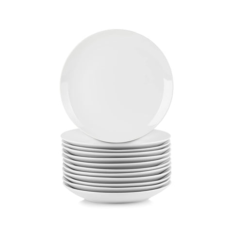 10 Strawberry Street front view of 7.5" white coupe plates highlighting clean design and versatility