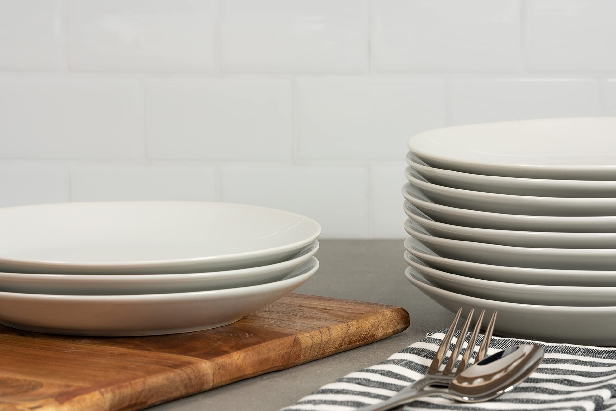10 Strawberry Street stacked plates demonstrating compact storage and space-saving benefit