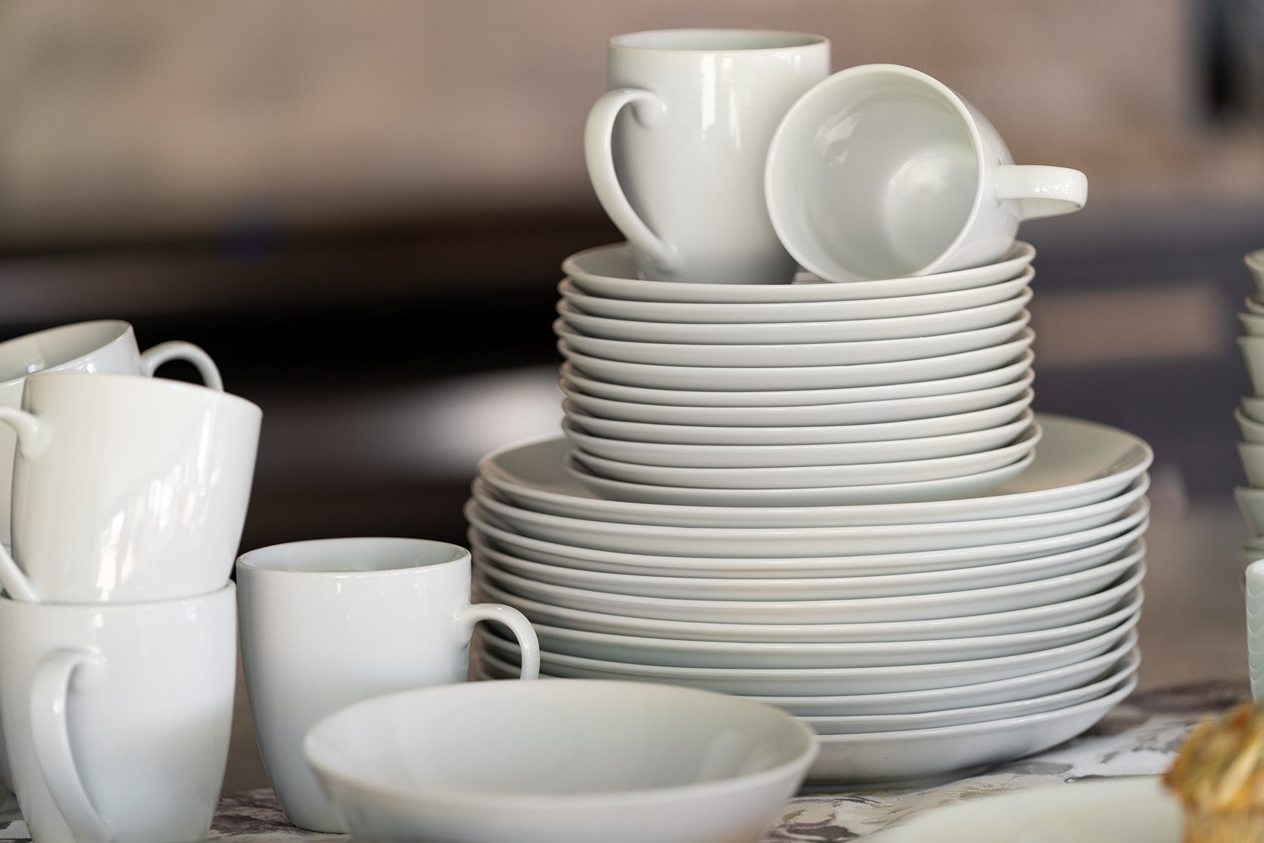10 Strawberry Street table setting with mixed serveware showing cohesive catering-style styling