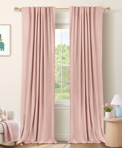100% Blackout Shield front panel showing blush color and clean hang for privacy