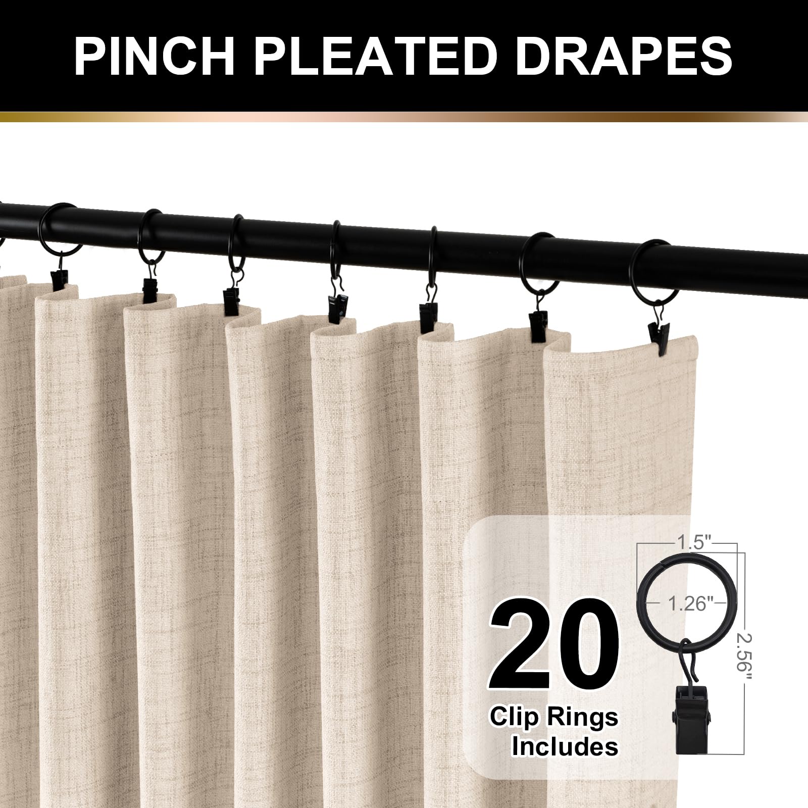 100% Blackout Shield clip rings and rod pocket detail for flexible hanging