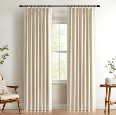 100% Blackout Shield cream curtain front panel showing tailored elegance and light control