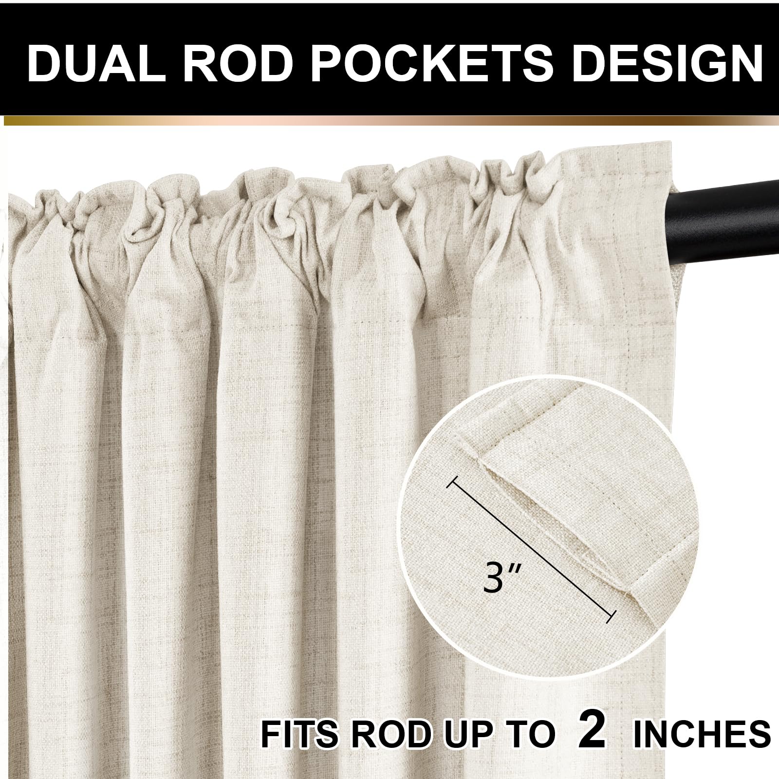 100% Blackout Shield seam and hem detail ensuring durable finish