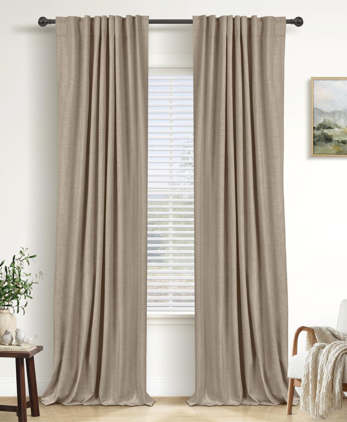 100% Blackout Shield front panel in burlywood birch showing elegant window coverage