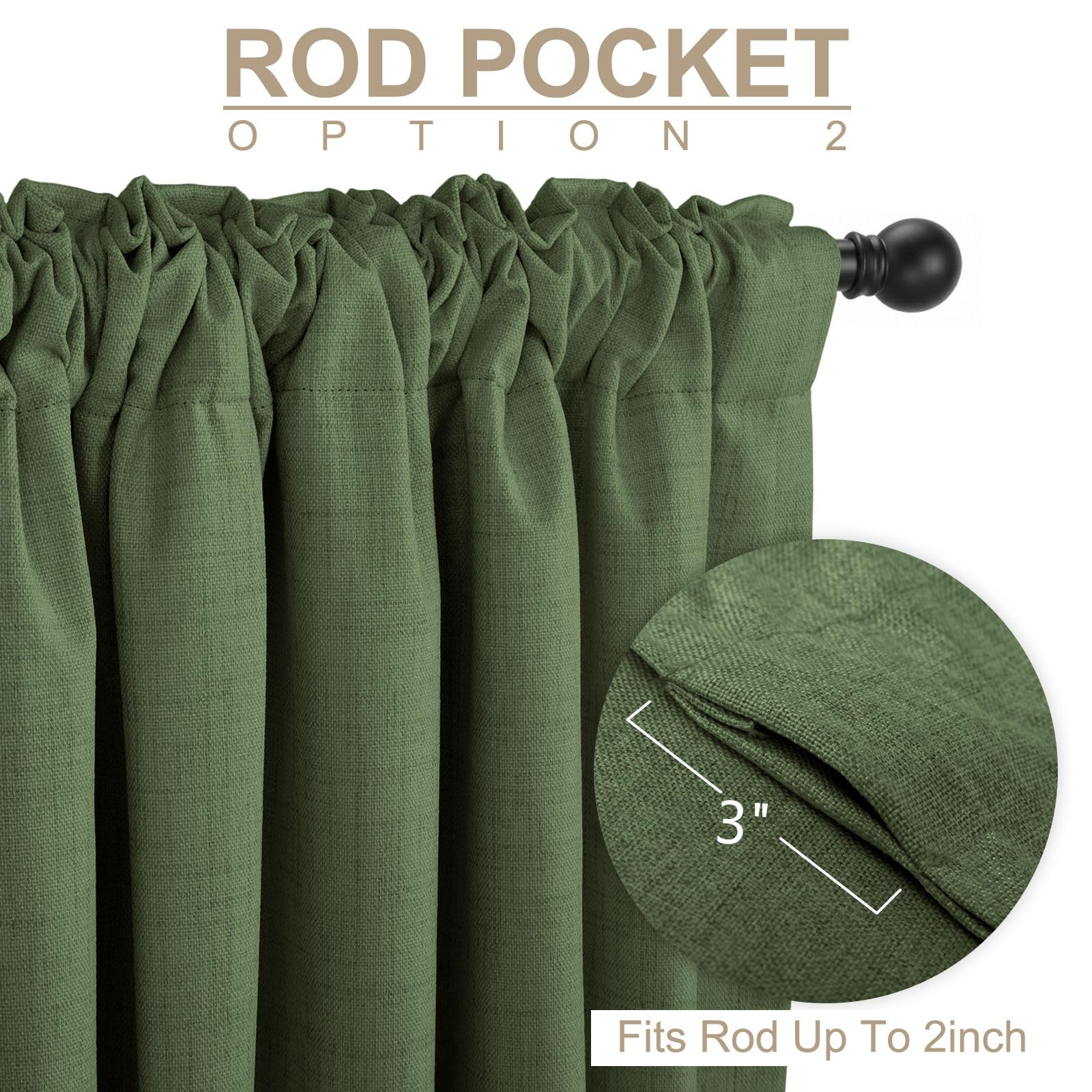 100% Blackout Shield top detail of rod pocket and back tabs for versatile installation