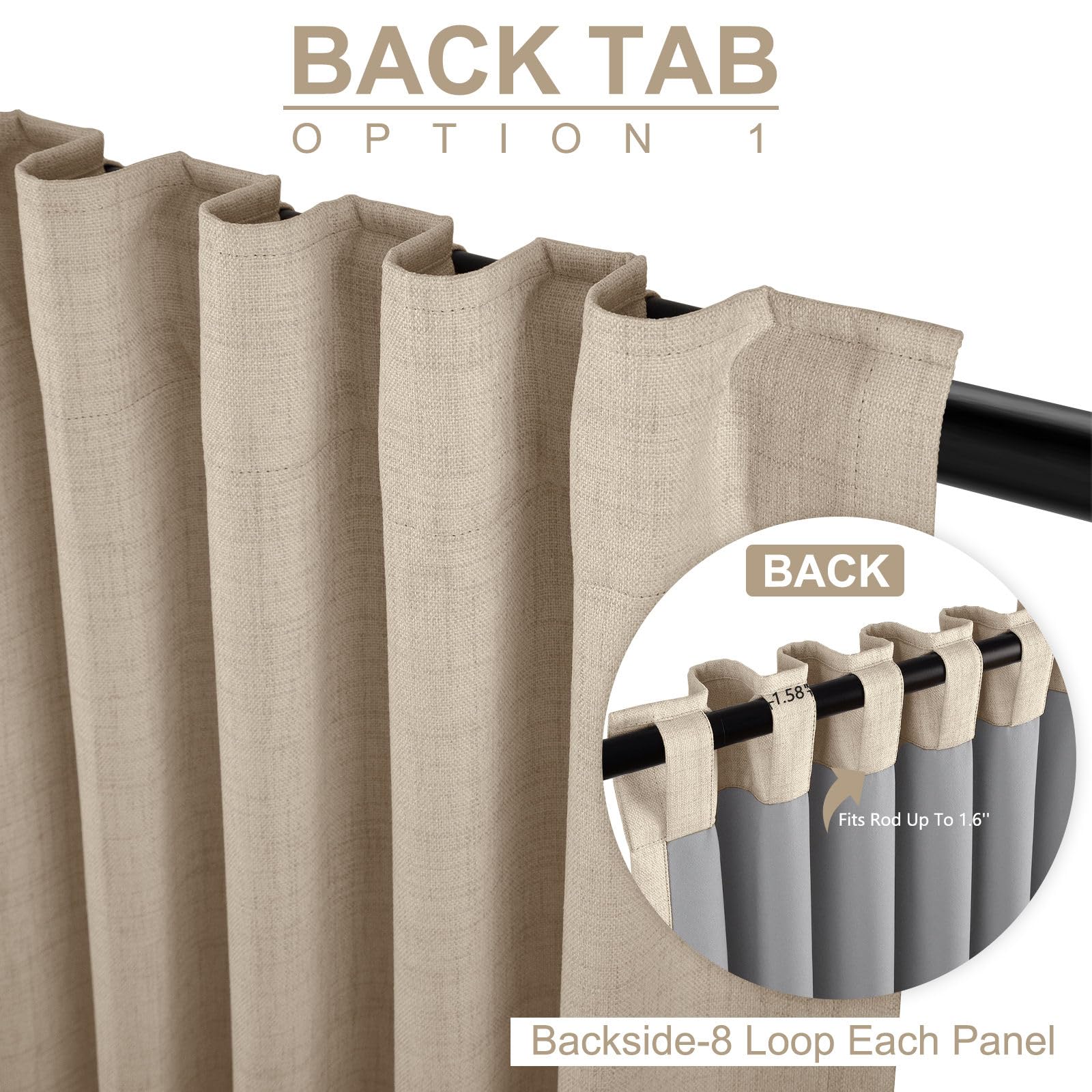 100% Blackout Shield side view full-length panel demonstrating room-darkening benefit