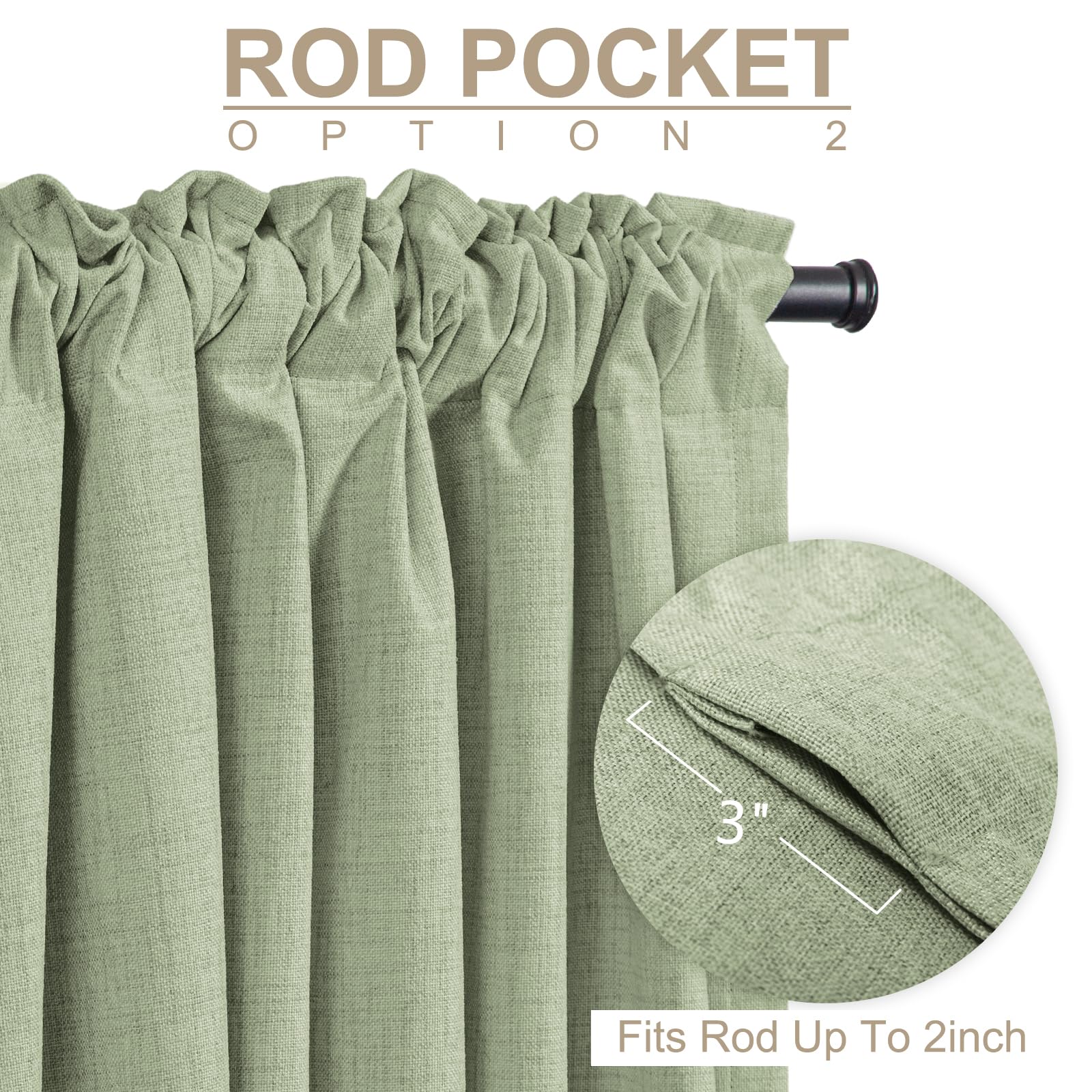 100% Blackout Shield rod pocket and back loops for versatile hanging
