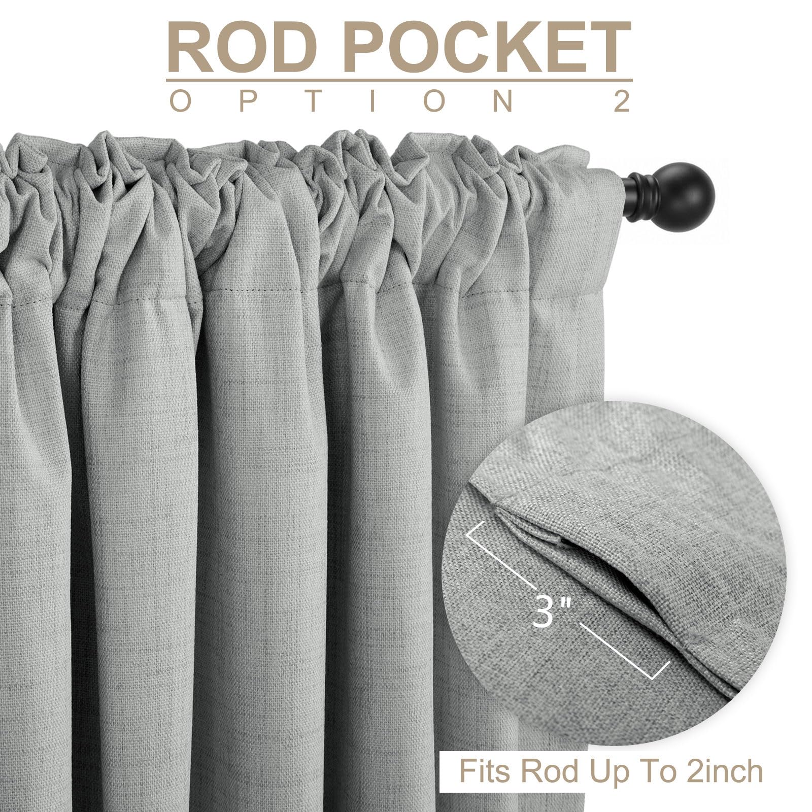 100% Blackout Shield rod pocket and back tabs for flexible installation