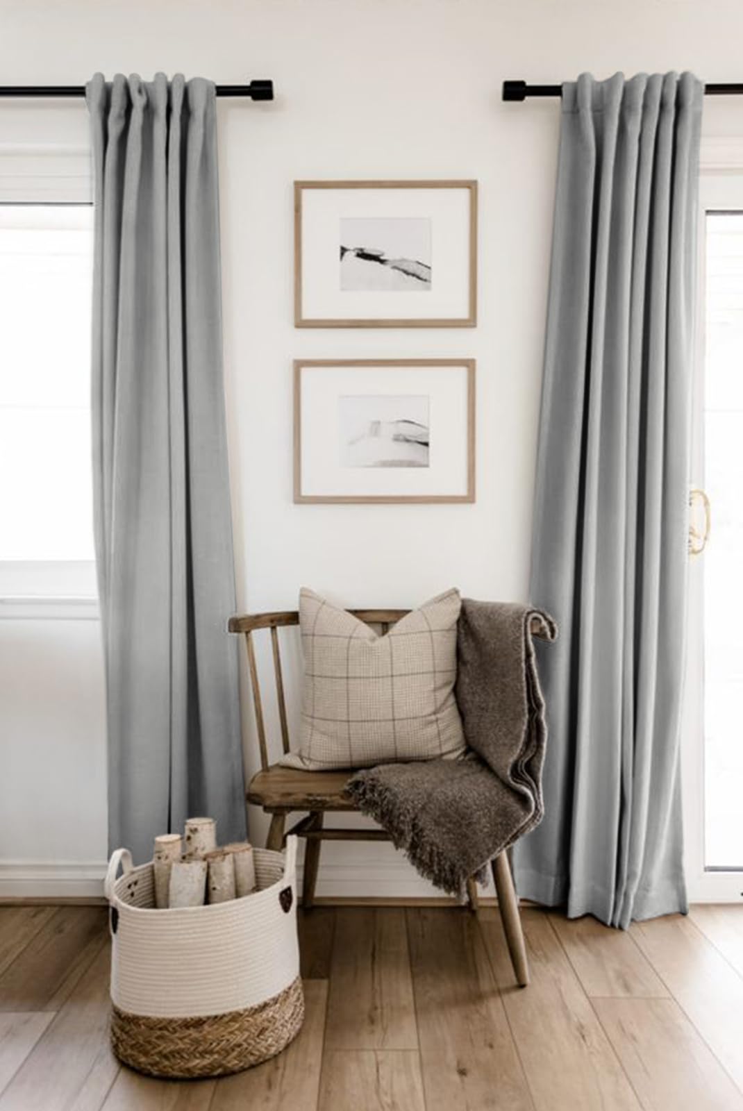 100% Blackout Shield curtain beside ruler showing 84 inch length scale