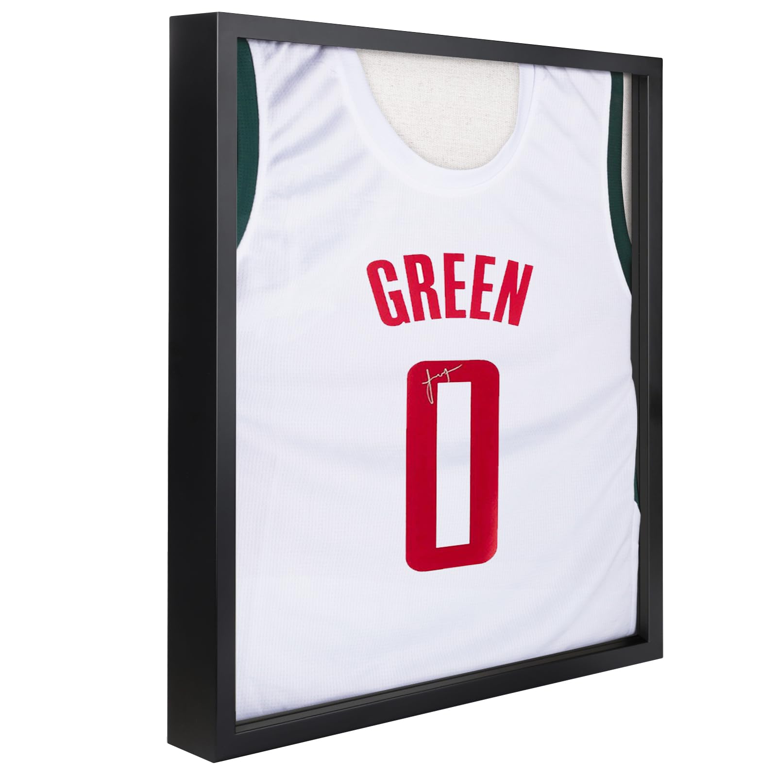 1DOT2 front view of black 16x20 jersey frame showcasing clean display benefit