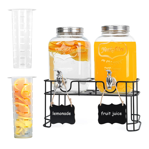 1ZIZIFA8 front view showing two glass dispensers and stands for elegant serving