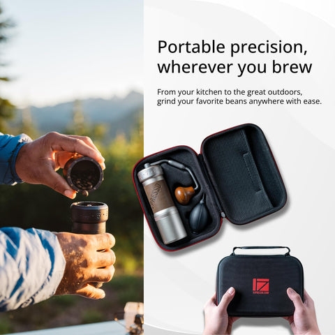 1Zpresso K-Ultra disassembled with brush and blower for quick cleaning benefit