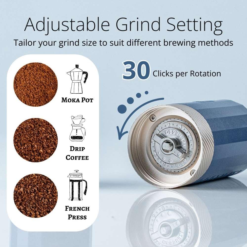 1Zpresso Q Air beside a soda can demonstrating travel-friendly compact size