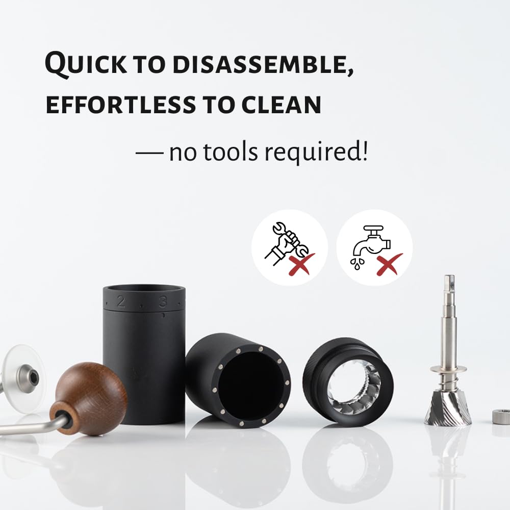 1Zpresso X-Ultra foldable crank folded against body for compact storage and travel convenience