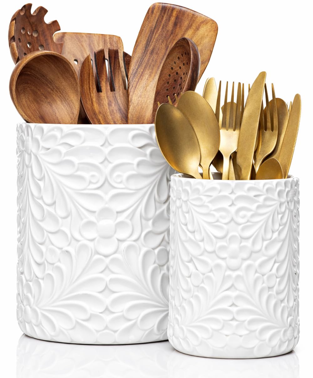 25DOL front view of two ceramic holders showing elegant organization and style