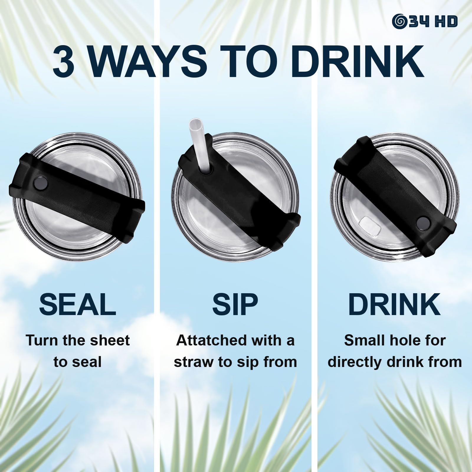 34HD next to a water bottle to show 40oz capacity and scale benefit