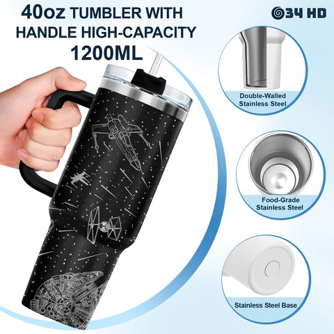34HD top view of reusable straw and leak-resistant lid for spill prevention