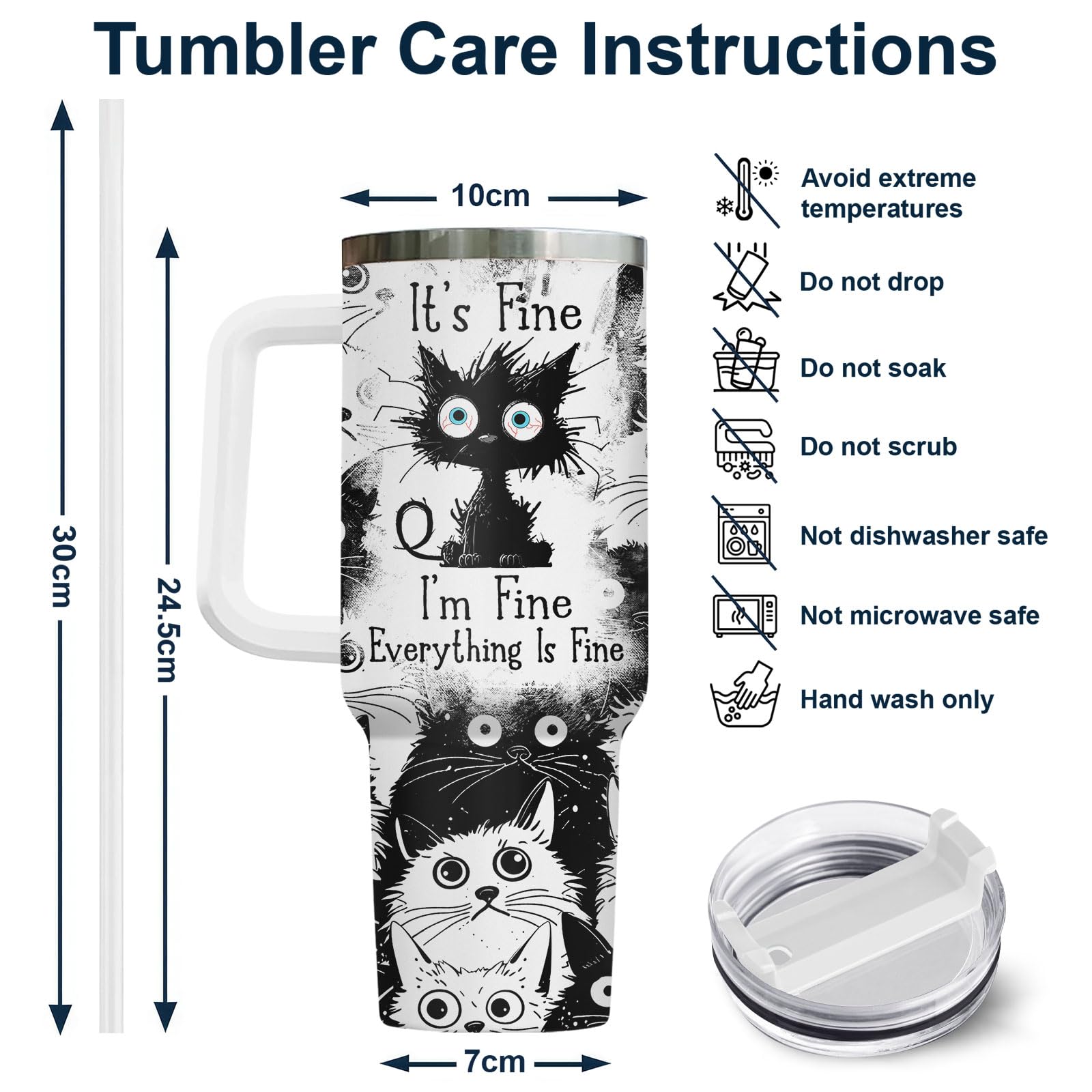 34HD tumbler bottom label and capacity mark, clear product info