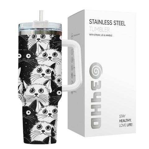 34HD secure lid and straw shown, reduces spills for travel convenience