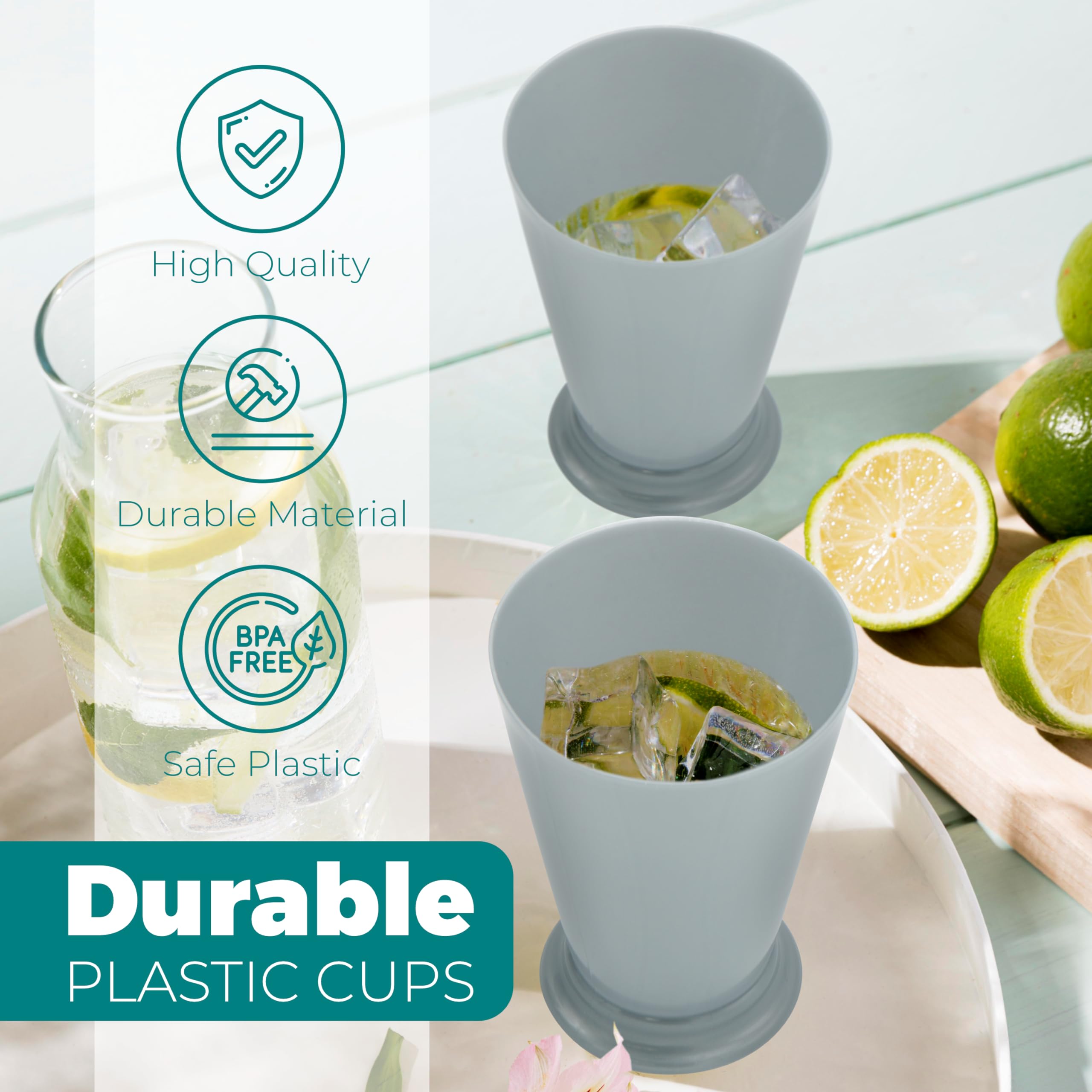 4E's Novelty stacked cups emphasizing compact storage and quick setup advantage