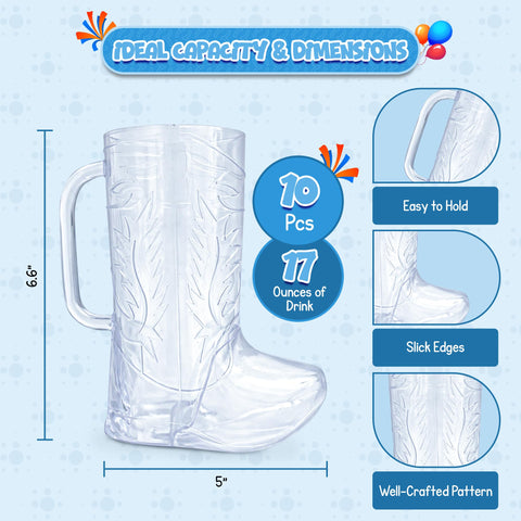 4E's Novelty stacked cowboy boot cups saving storage space for hosts