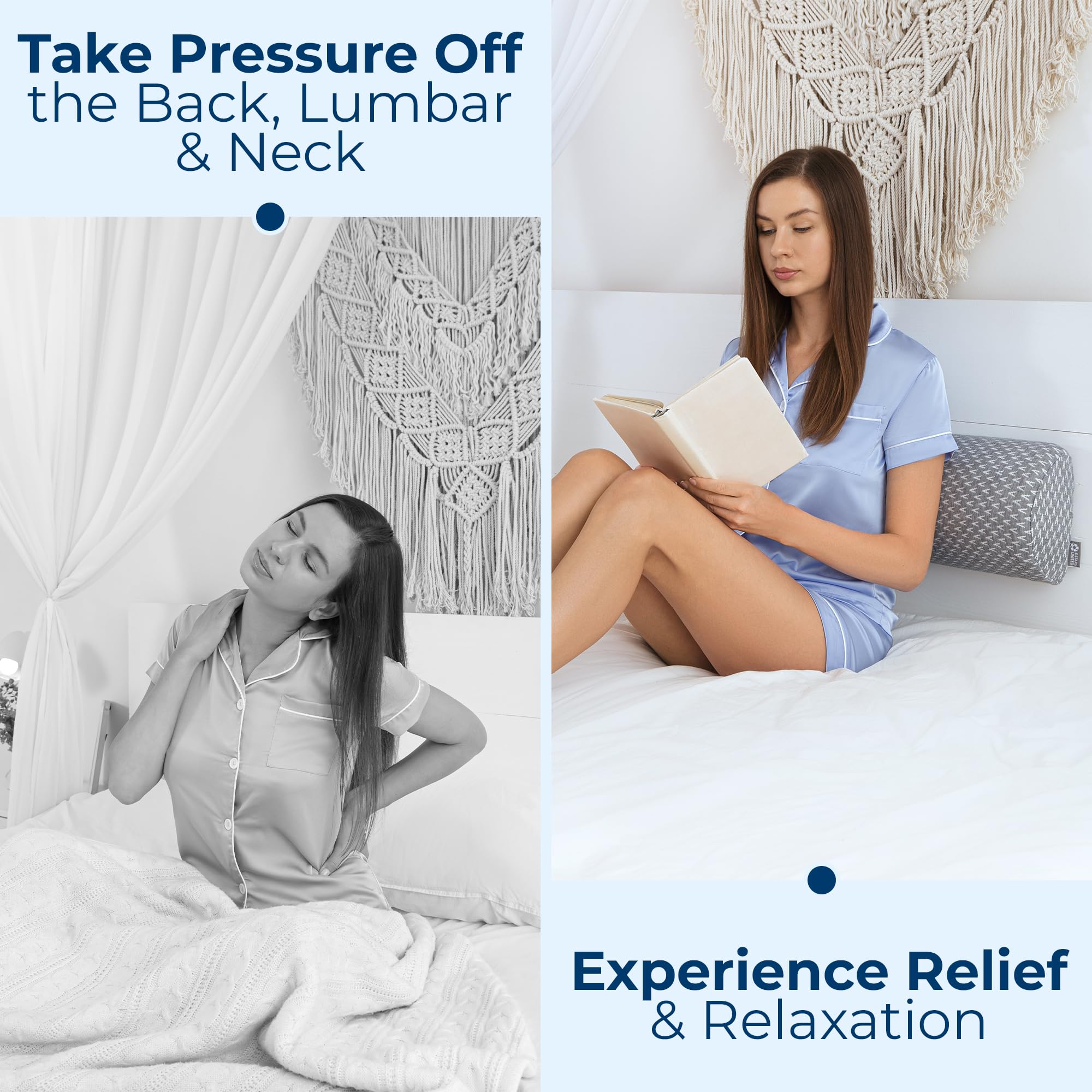 5 STARS UNITED knee pillow in bedroom lifestyle scene adding nighttime comfort