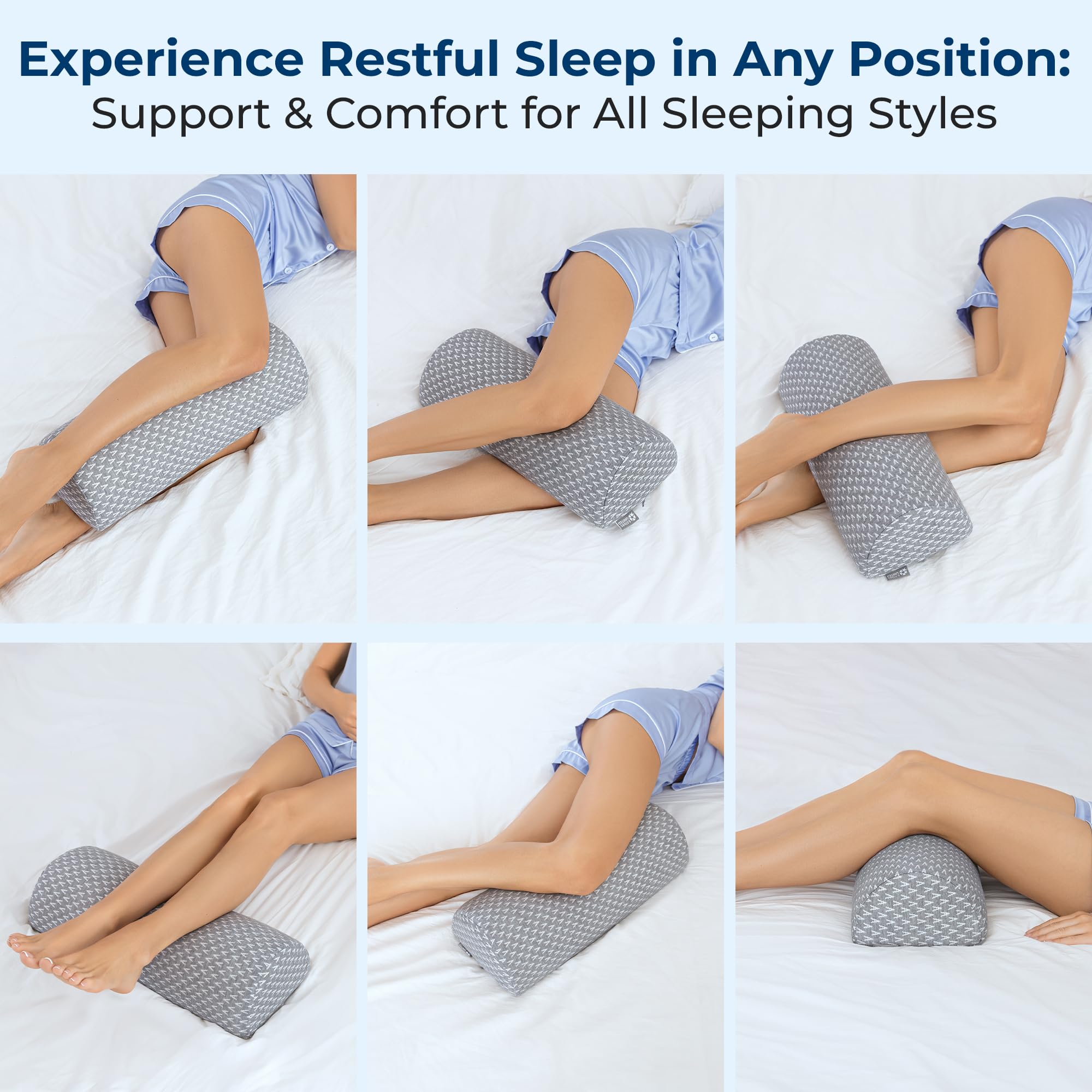 5 STARS UNITED pillow placed under knees on back sleeper for pressure relief