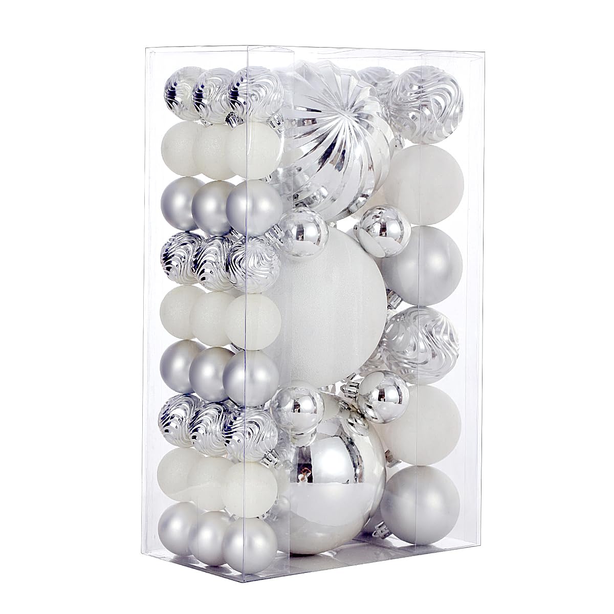 5th LILY front packaging showing 50-piece silver ornament set and safe shatterproof benefit