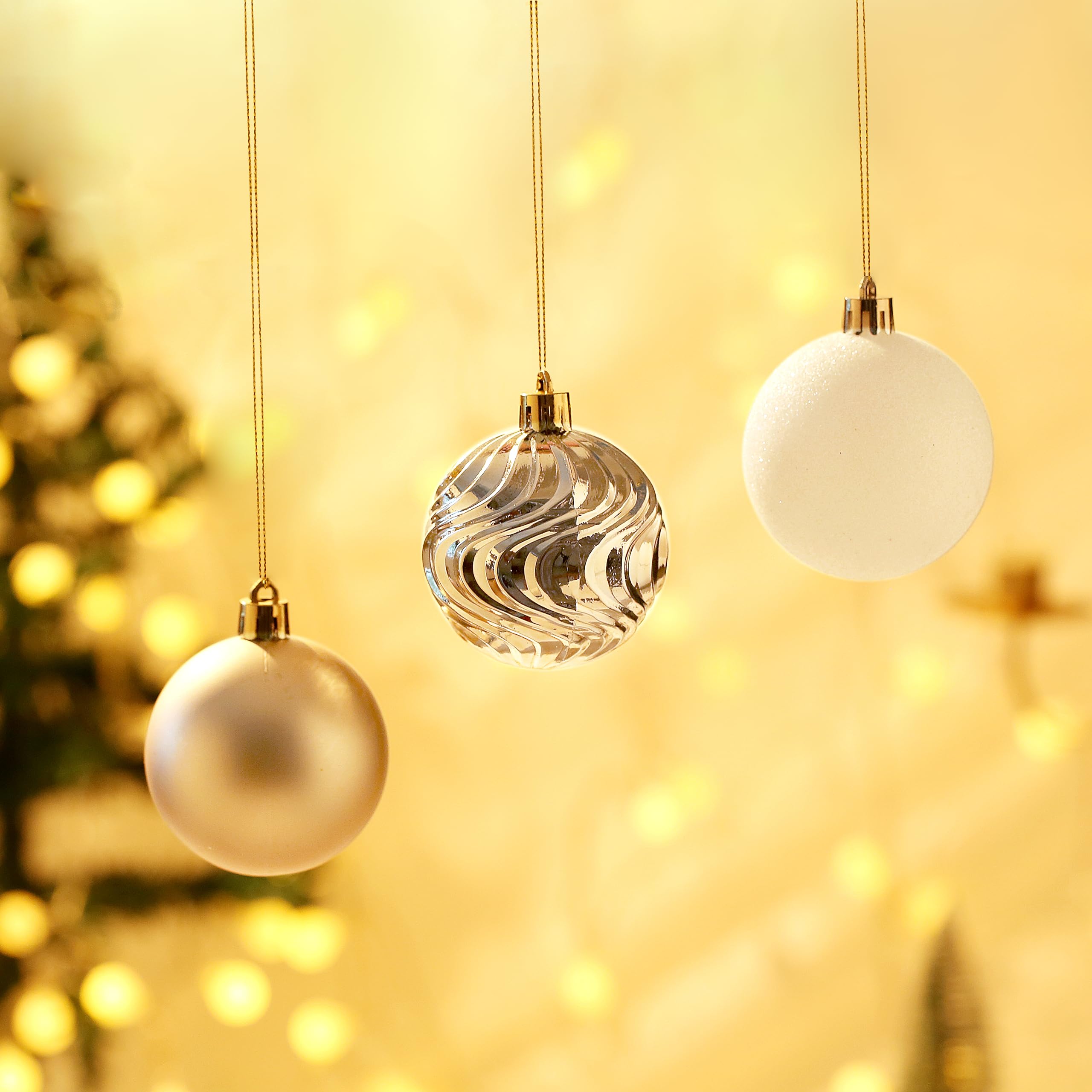 5th LILY ornaments arranged on a wreath and table creating cohesive decor benefit