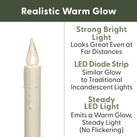 612 Vermont close-up of LED candle top highlighting vintage flame effect and consistent warm color