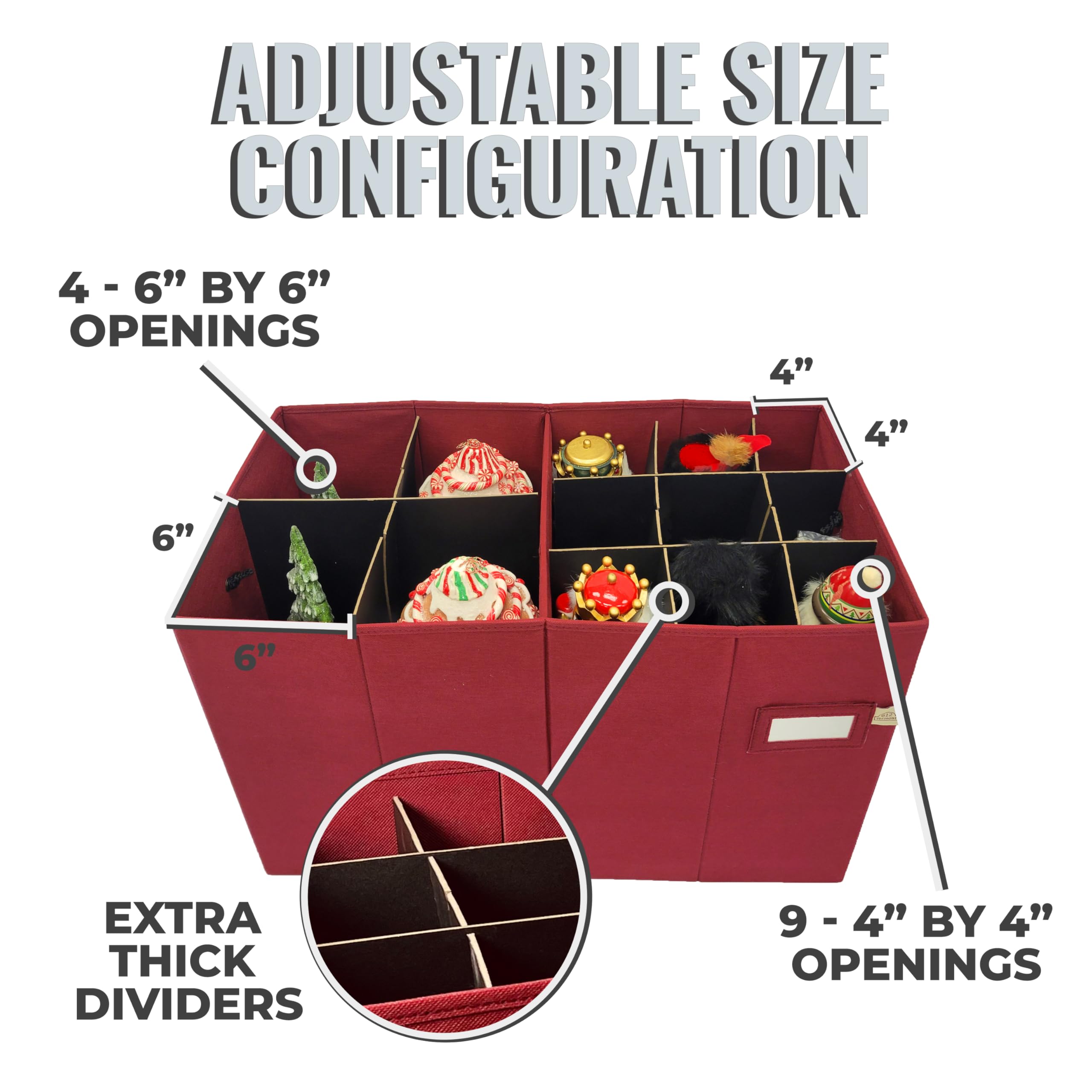 612 Vermont close-up of extra-thick adjustable divider showing secure, customizable compartments