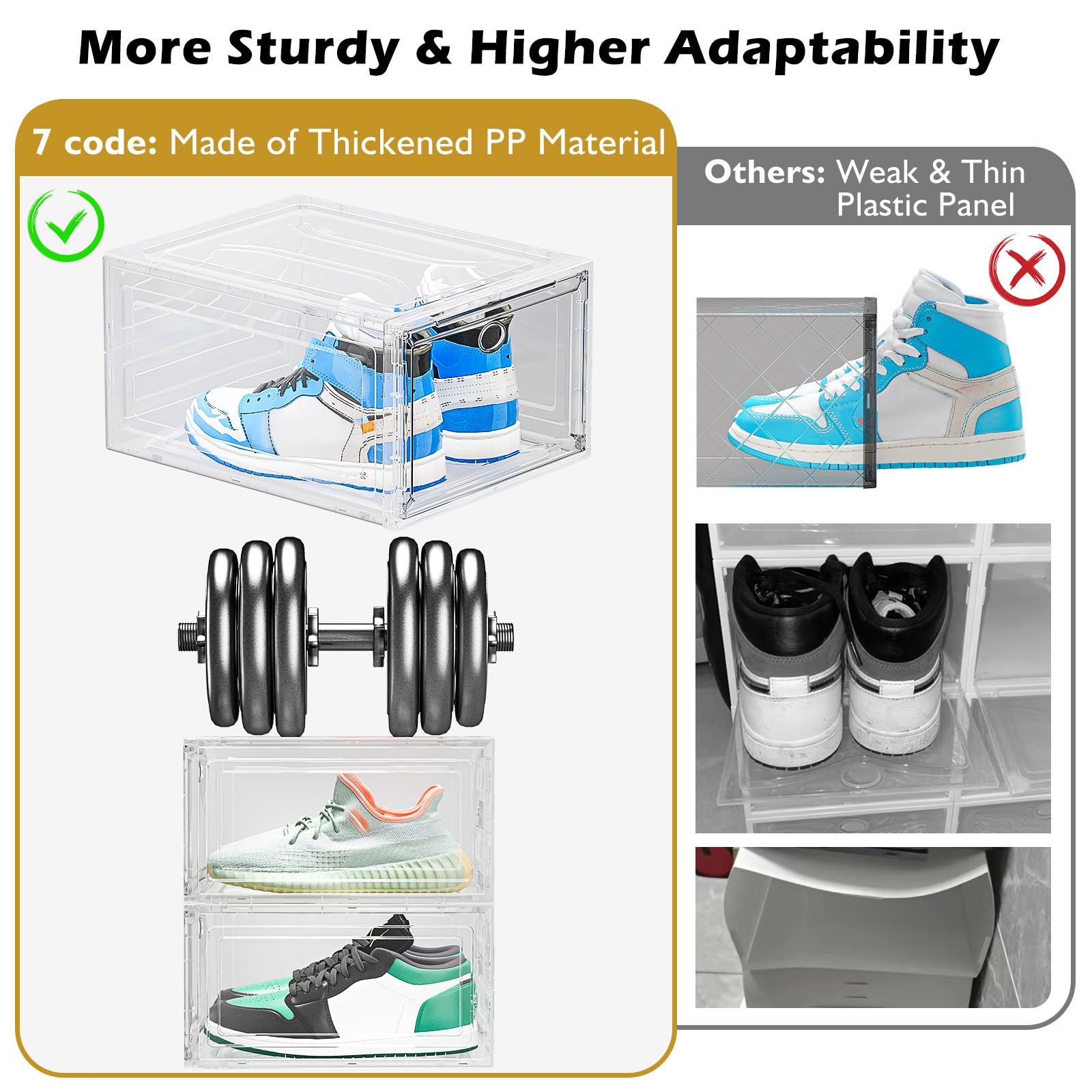 7 code scale comparison with foot demonstrating roomy fit and capacity