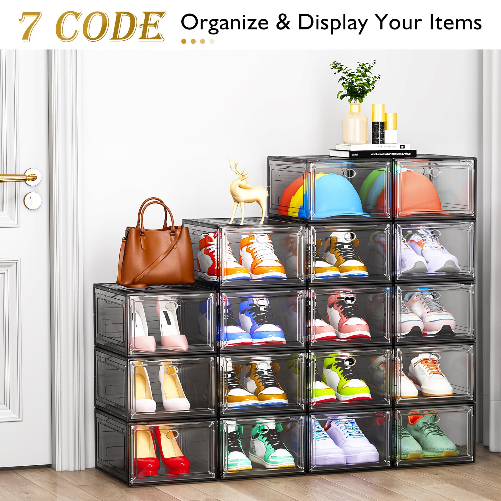 7 code sneaker inside box showing upright protection benefit