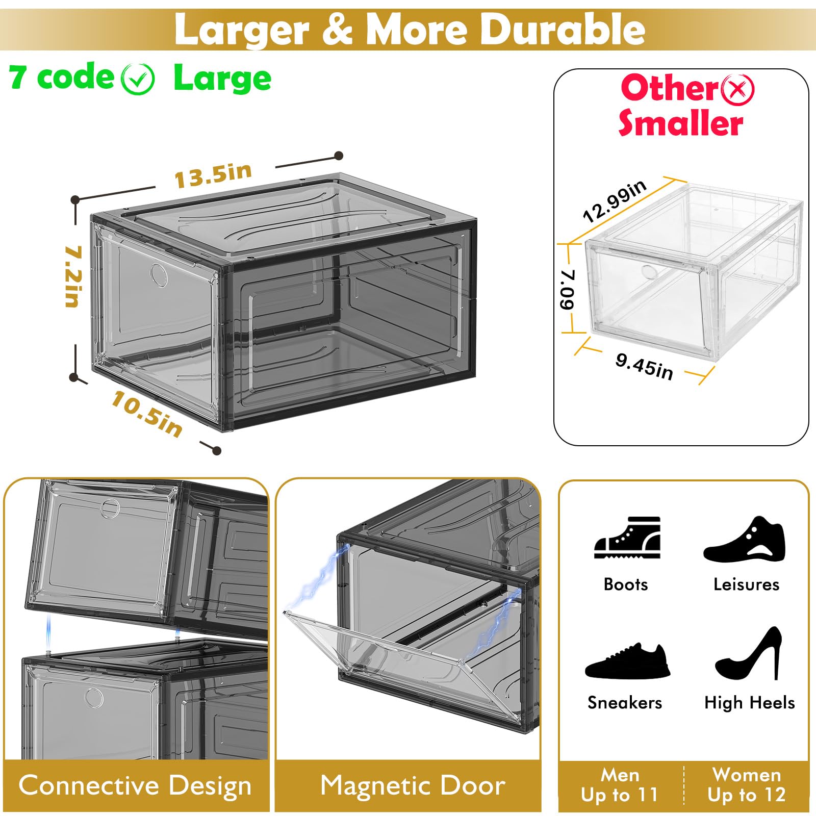 7 code interlocking pegs connecting boxes for stable stack and space-efficient storage
