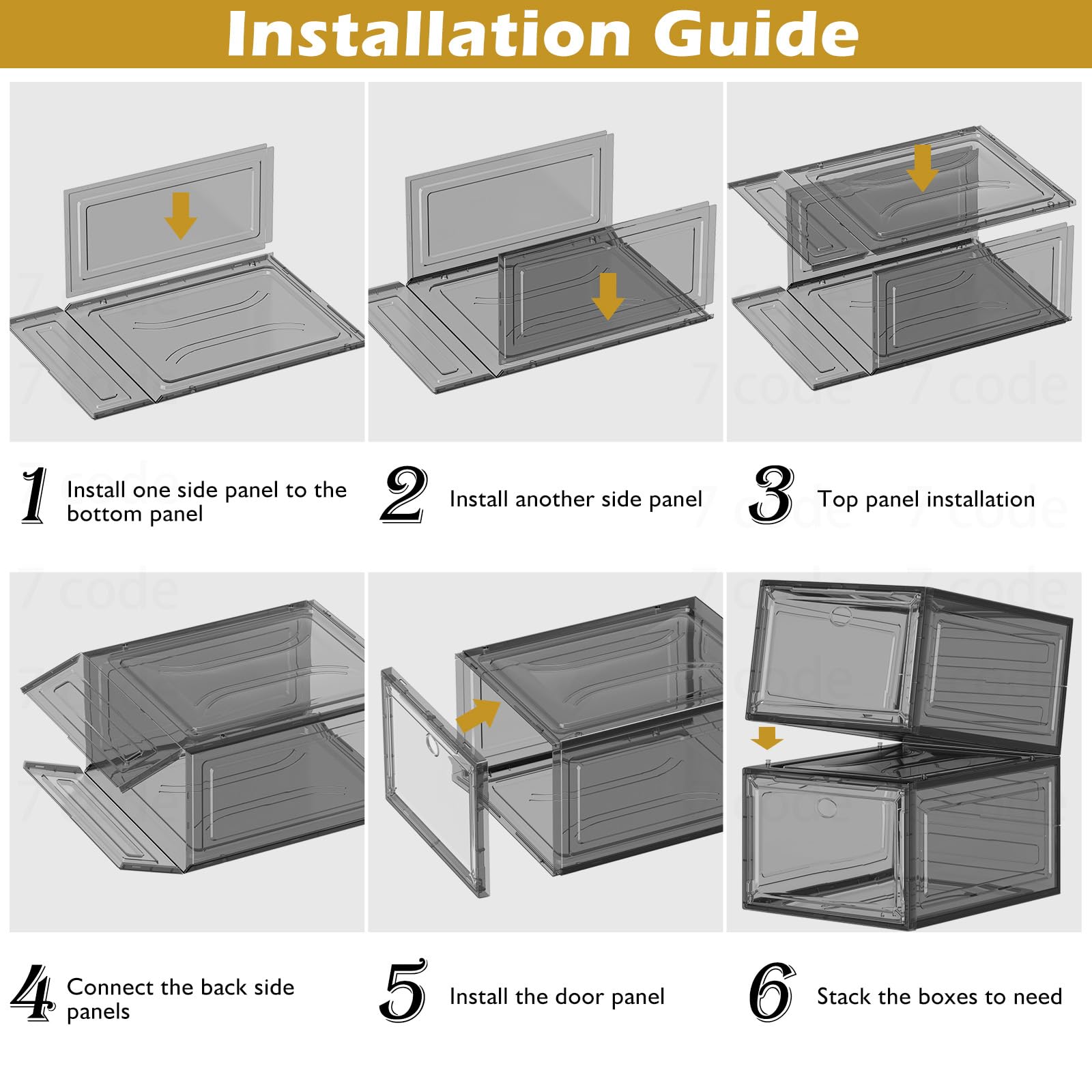 7 code boxes stored under bed demonstrating compact storage and space-saving benefit