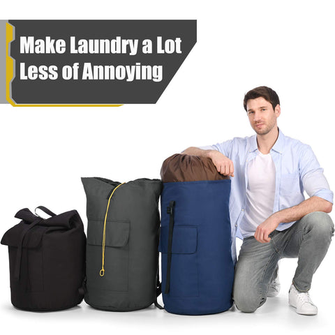Ãzhido person wearing the bag to laundromat showing portability and ease