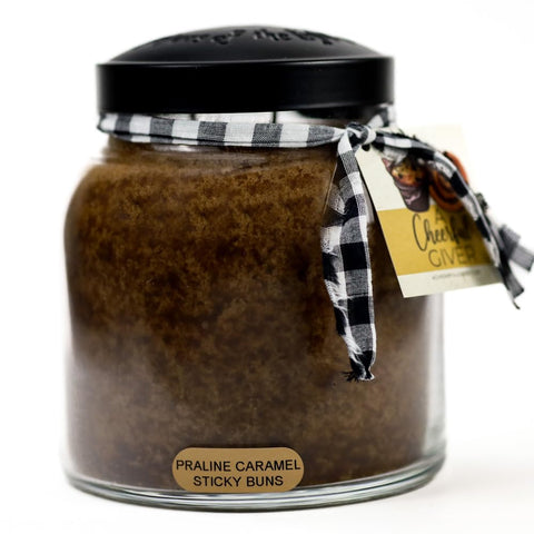 A Cheerful Giver front view of candle jar showing warm caramel appeal
