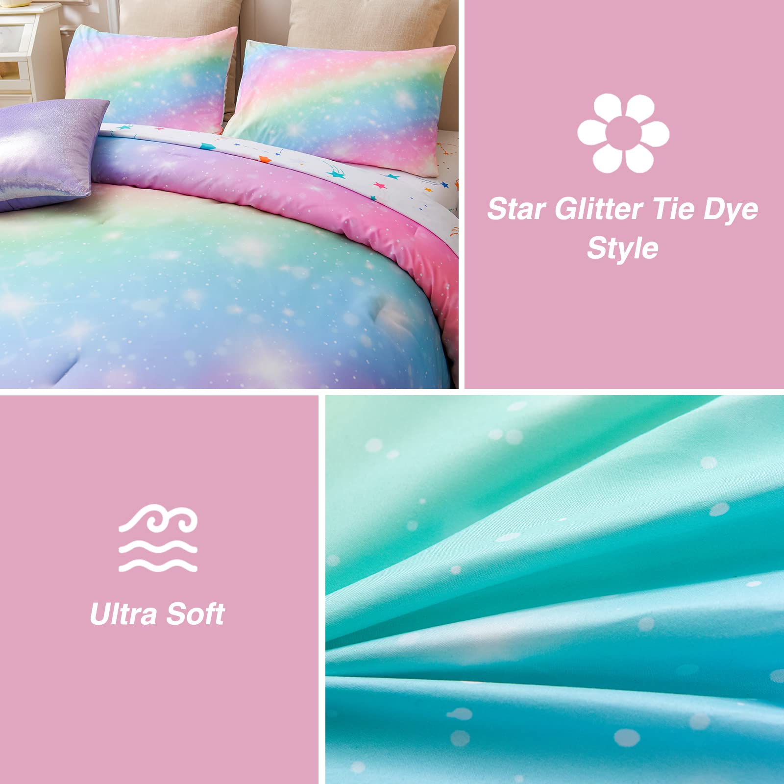 A Nice Night styled bedroom with the comforter set creating a playful focal point