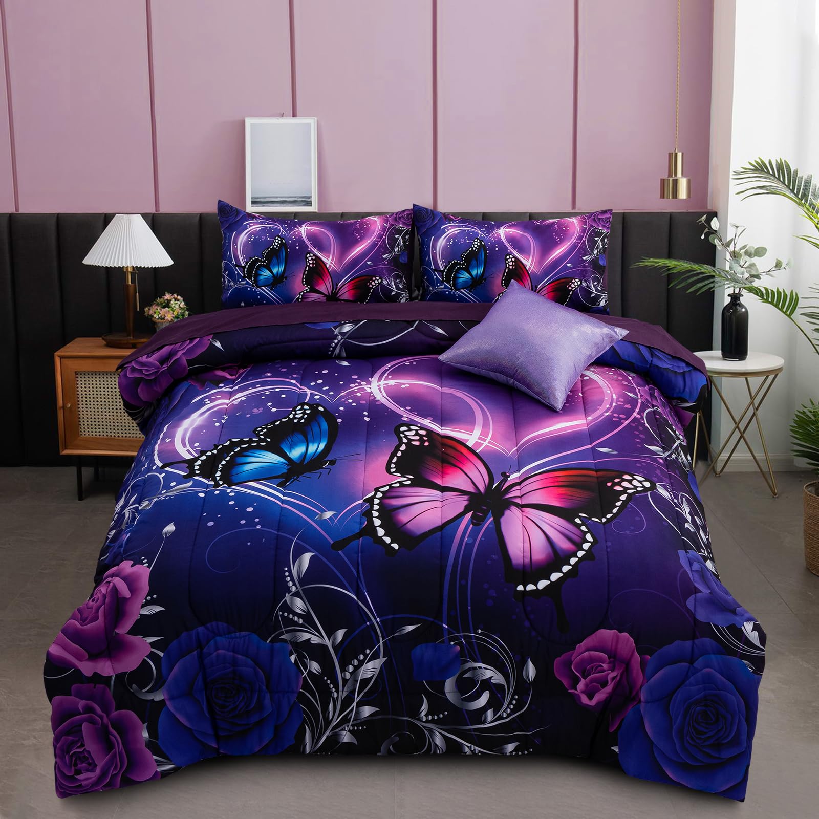 A Nice Night comforter front view showing butterfly design and cozy look