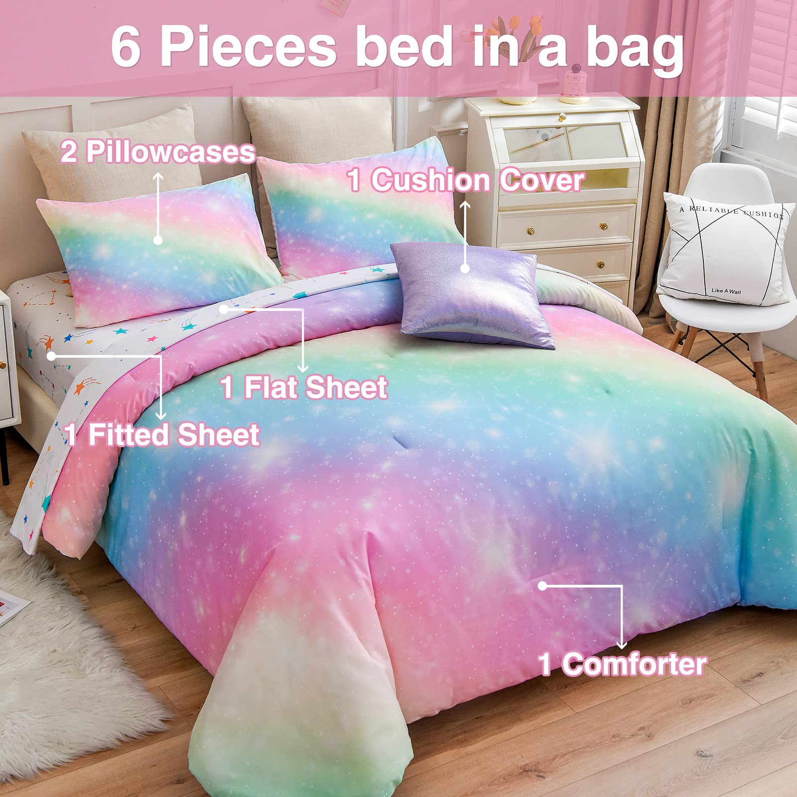 A Nice Night envelope pillowcases and glitter cushion cover displayed for styling