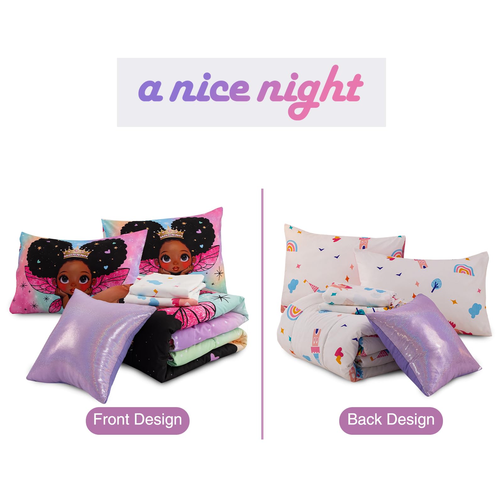 A Nice Night envelope pillowcase detail showing secure fit and matching print for comfort