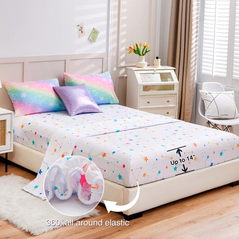 A Nice Night white fitted and flat sheet detail showing smooth microfiber comfort