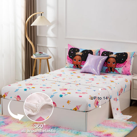 A Nice Night full sheet set laid flat displaying fitted and flat sheets for coordinated bedding