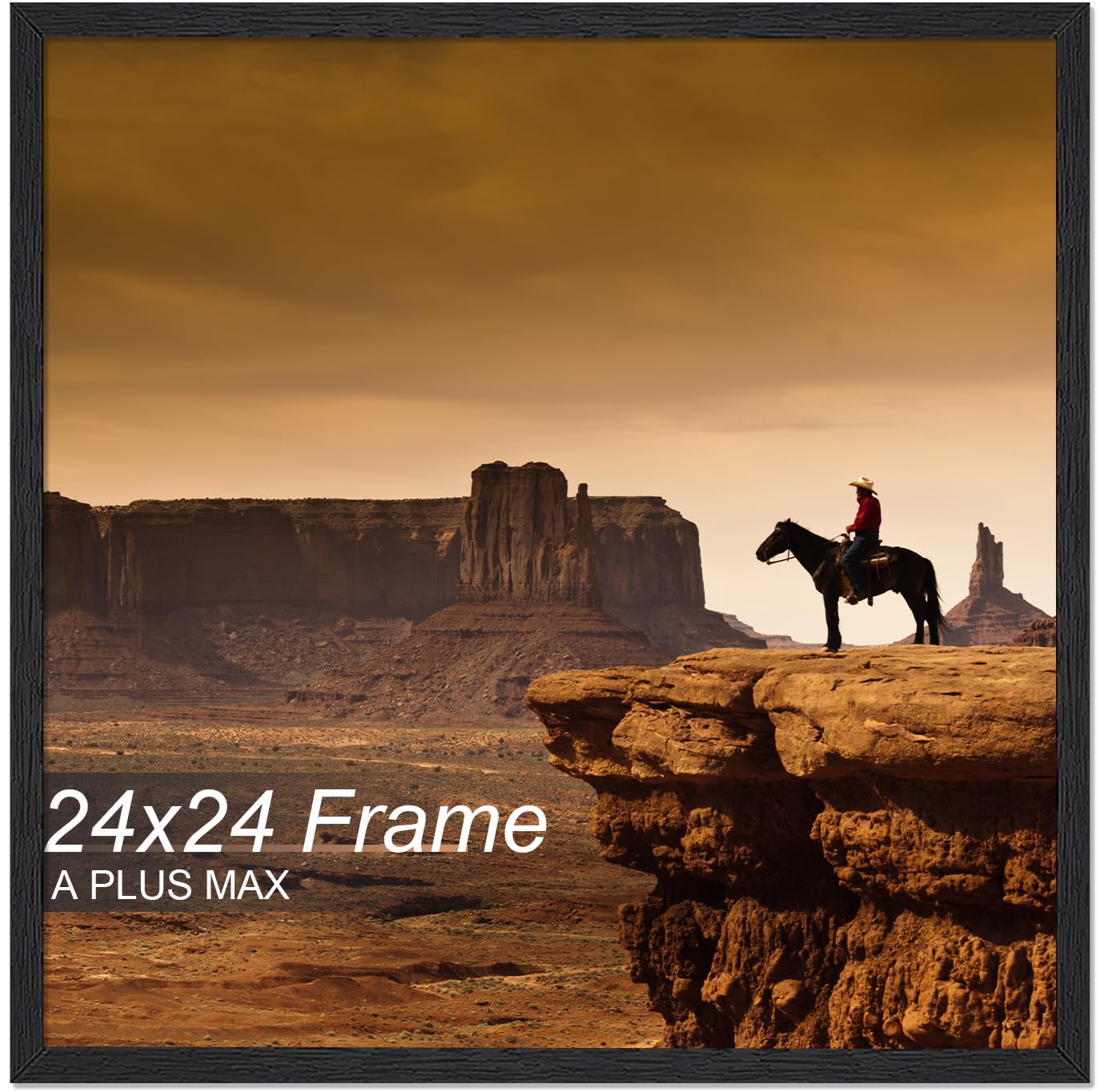 A PLUS MAX front view of 24x24 black frame showing clean display and crisp edges