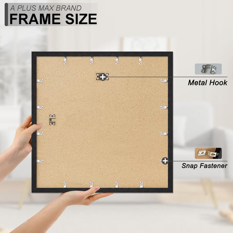 A PLUS MAX frame beside a ruler showing accurate 24x24 size for prints