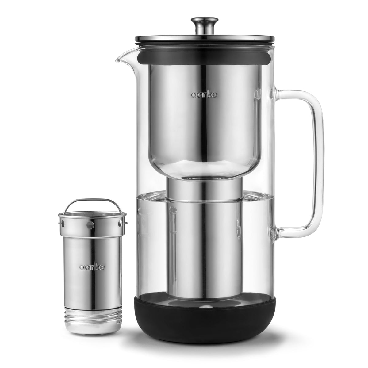 Aarke Purifier front glass carafe showing elegant design and sustainable benefit