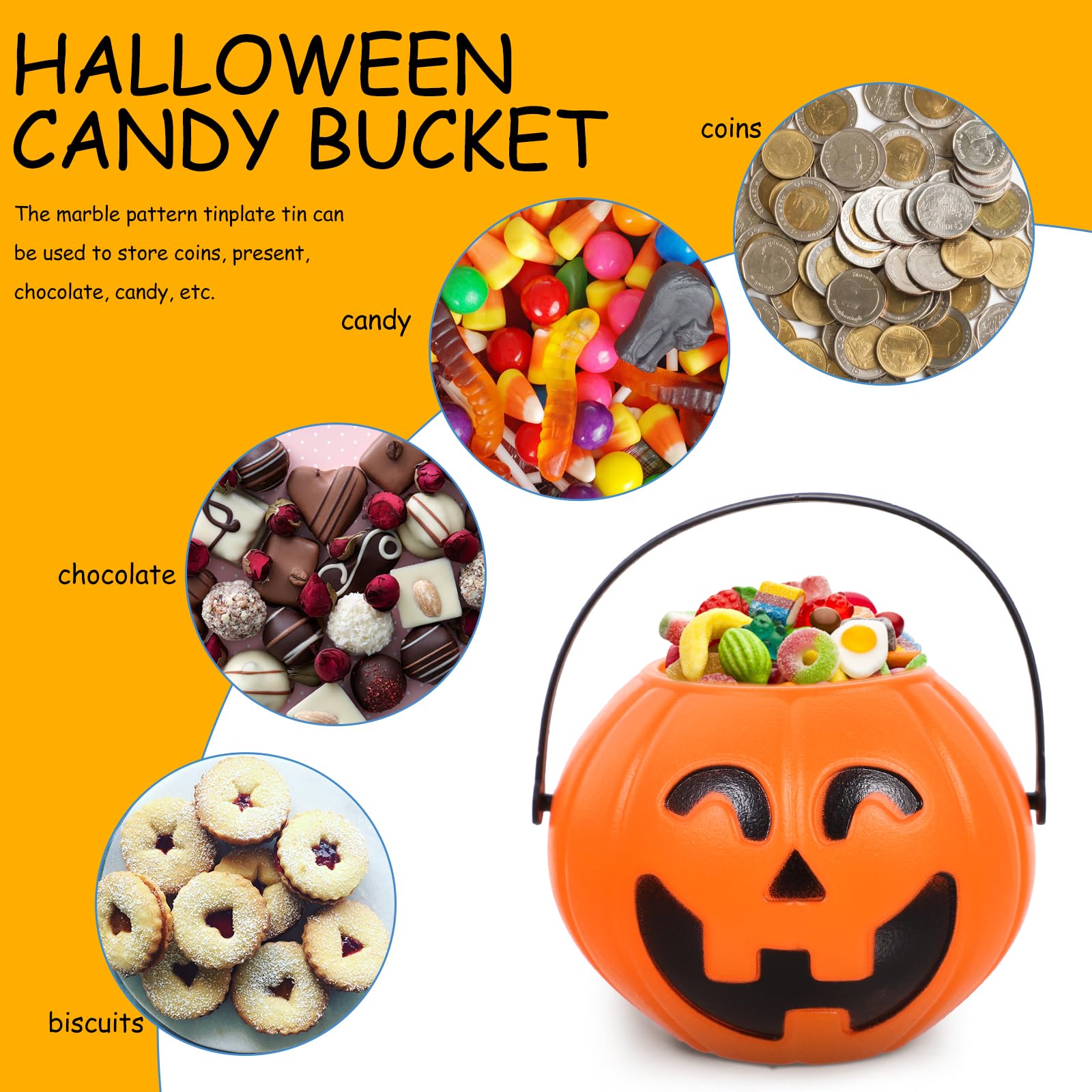 Abaodam bucket in use during trick-or-treating carried by child, demonstrating lightweight convenience and safety