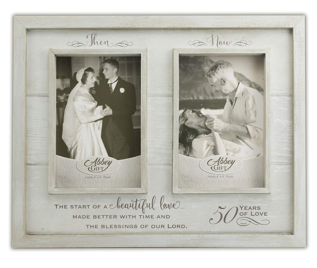 Abbey & CA Gift front view showing double 4x6 openings and rustic finish, ideal for anniversaries