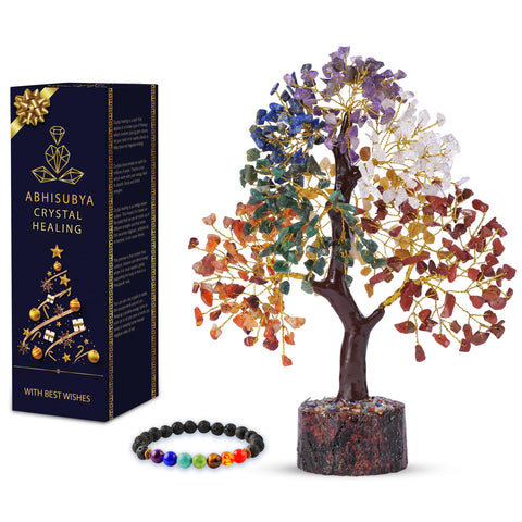 ABHISUBYA front view chakra tree showing colorful stones and balanced shape for decor