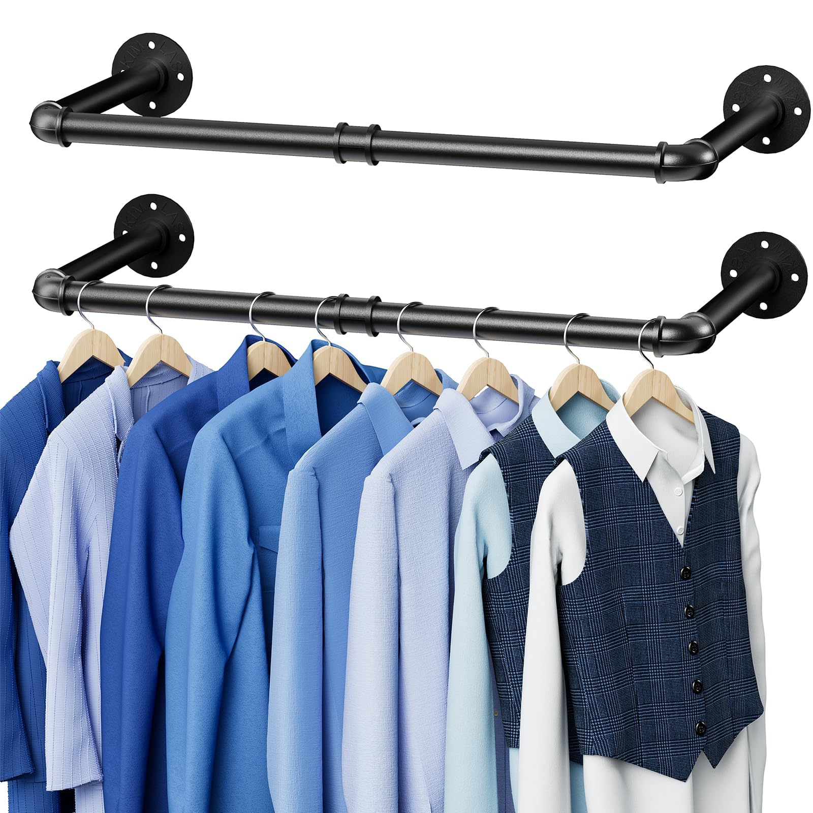 Abiglifty front view of wall-mounted clothes rack showing sturdy storage benefit